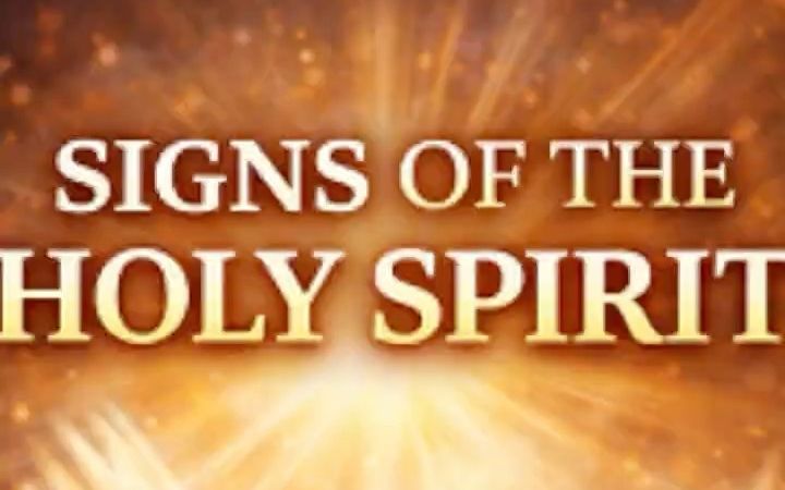The words 'Signs of the Holy Spirit' in gold over a radiant burst of light